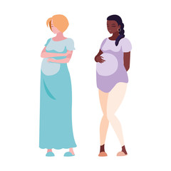 interracial couple of pregnancy women characters