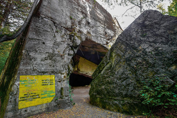 Ruined building in,wolf's Lair a complex of Hitler's bunkers during World War II in Gierłoż, Poland