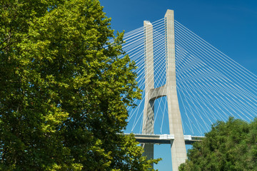 Architectural Details Of 25 de Abril Bridge (25th April Bridge) In Lisbon Portugal