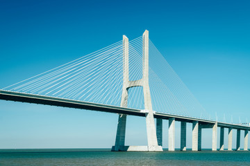 Architectural Details Of 25 de Abril Bridge (25th April Bridge) In Lisbon Portugal
