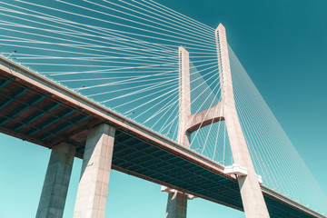 Architectural Details Of 25 de Abril Bridge (25th April Bridge) In Lisbon Portugal