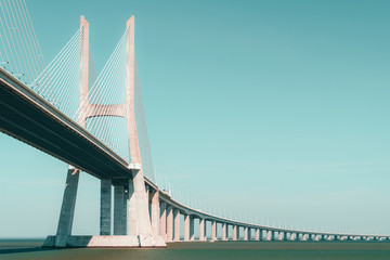 Naklejka premium Architectural Details Of 25 de Abril Bridge (25th April Bridge) In Lisbon Portugal