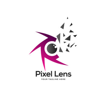 lens technology logo designs template, pixel technology logo designs concept