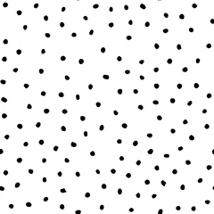 Foto op Plexiglas anti-reflex Polka dot Naadloze hand getrokken Doodle polka dots borstel zwart-wit patroon