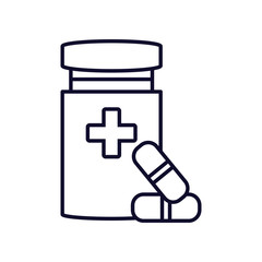 bottle of medicine in capsule isolated icon