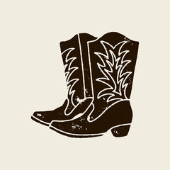 Cowboy boots silhouette in retro style - 265657418