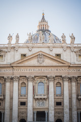 Fototapeta na wymiar VATICAN, ROME, ITALY - NOVEMBER 17, 2017: Close-up of the Vatican facade in Rome