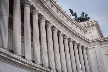 Columns and statue of the monument Vittorio Emanuele II in Rome