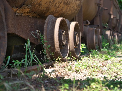 R&auml;der einer historischen Feldbahn