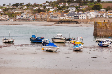 Obraz premium St. Michael's Mount, Marazion, Hafen, Fischerboote, Fischer, Cornwall, Küste, Südengland