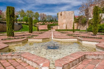 Álvar Fáñez tower, part of the old wall of the city of Guadalajara (Spain. It is situated in what was the southwestern end of the wall. Next to him San Antonio Garden Park.