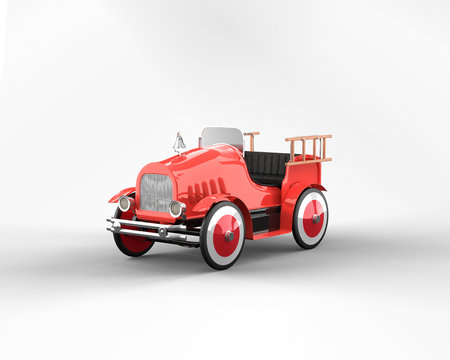 Vintage Fire Truck On The White Background Isolated
