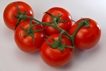 Five red ripe tomatoes