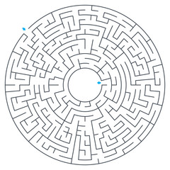 Maze, labyrinth, vector illustration. Round, circular maze. High quality vector.