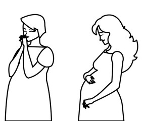 couple of beautiful pregnancy women characters