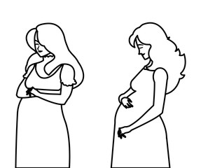 couple of beautiful pregnancy women characters