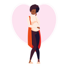 beautiful afro pregnancy woman in heart character