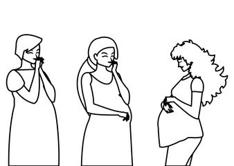 group of beautiful pregnancy women characters