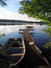 boat at the pier on the lake