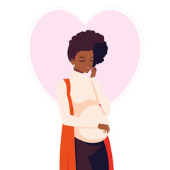beautiful afro pregnancy woman in heart character