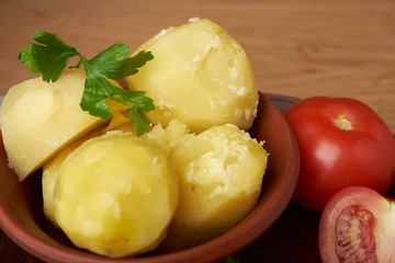 vegetarian food potatoes with tomatoes garlic and parsley