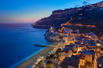 Sunset view of Minori, Amalfi Coast, Italy.