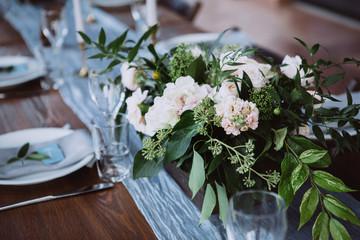 Wedding table settings and floral design