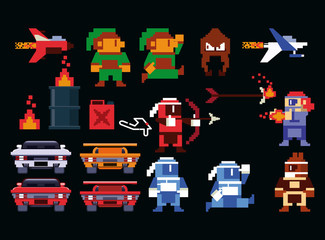 Naklejka premium Retro videogame arcade collection