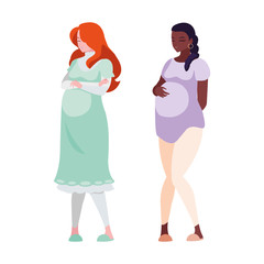 interracial couple of pregnancy women characters