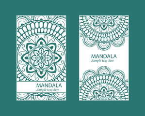 Vector envelopes for wedding invitation with laser cut pattern. Mandala, layout, design, Eastern, ethnic style wedding invitations. Collection envelopes for laser cutting mandala