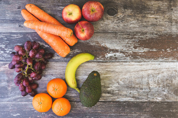 Fruit Veg Flat Lay with Space