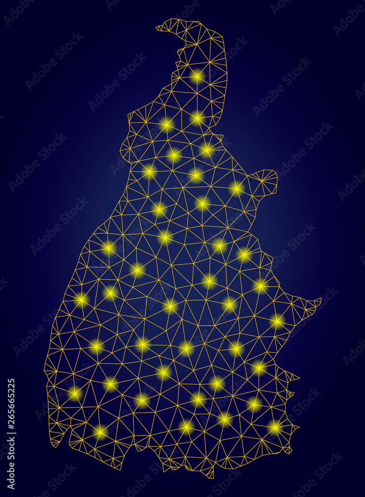 Aufkleber yellow mesh vector tocantins state map with glare effect on a dark blue gradiented background. abstr