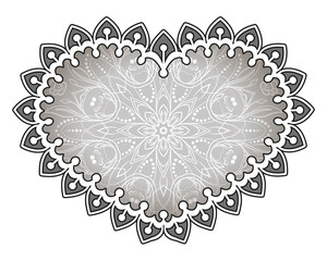 Heart with floral Mandala. Vintage decorative elements. Oriental pattern, vector illustration. Islam, Arabic, Indian, turkish, pakistan, chinese, ottoman motifs
