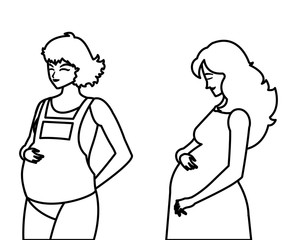 couple of beautiful pregnancy women characters