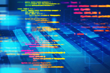 Lines of code abstract digital interface background