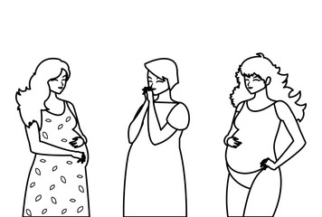 group of beautiful pregnancy women characters