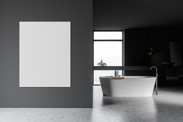 Gray bathroom interior with poster