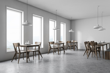 Corner of white coffee shop