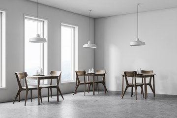 Corner of white modern cafe
