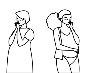 couple of beautiful pregnancy women characters