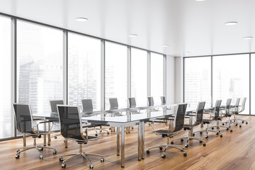 White panoramic conference room corner