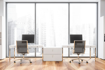 White panoramic manager office interior