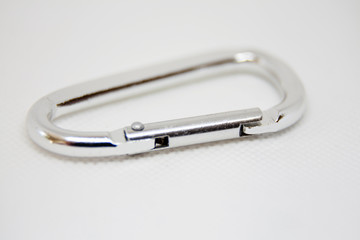 carabiner in metal on white background