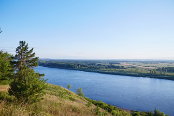 Summer landscape of the Republic of Bashkiria near the city of Birsk overlooking the Belaya River