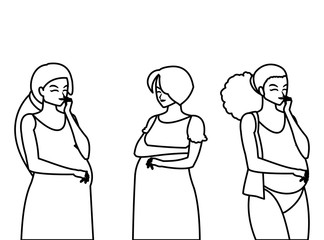 group of beautiful pregnancy women characters