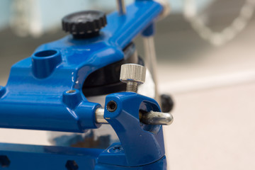 dental articulator with plastered dental  models