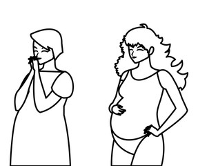 couple of beautiful pregnancy women characters