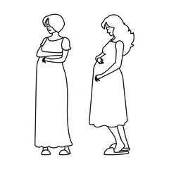 couple of beautiful pregnancy women characters
