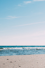 Summer sand beach and seashore waves background