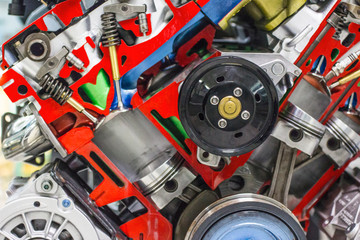 Fototapeta premium The internal combustion system of a sports car engine.